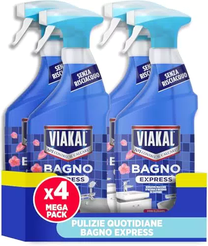 Viakal Express Spray Anticalcare per Bagno - Tecnologia Anti-Goccia