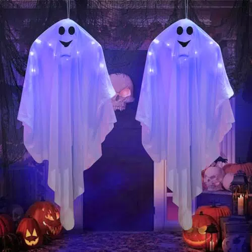 VICTERR Decorazione Fantasma Halloween con Luce LED per Casa e Giardino