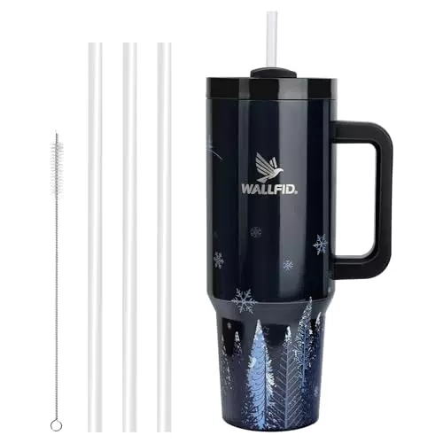 Wallfid Tumbler 40oz in Acciaio Inossidabile con Coperchio e Cannucce