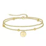 YeGieonr Bracciale in Acciaio Inossidabile con Iniziale e Ciondoli Personalizzati
