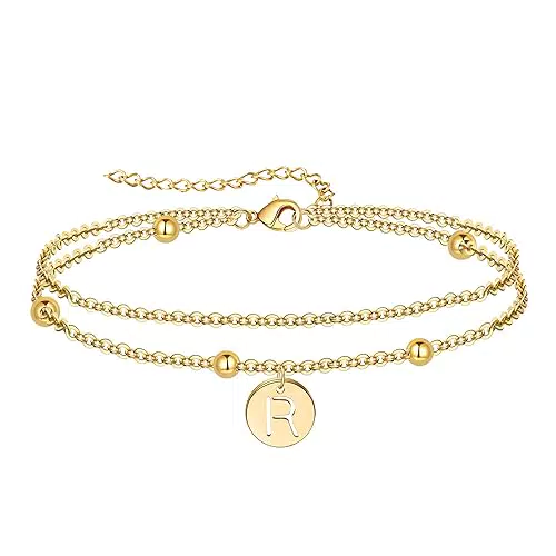 YeGieonr Bracciale in Acciaio Inossidabile con Iniziale e Ciondoli Personalizzati
