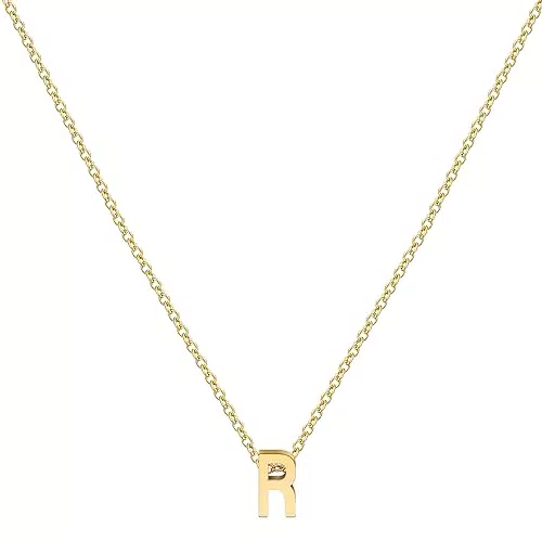 YeGieonr Collana con Iniziale in Oro 18K - Ciondolo Lettera in Acciaio Inossidabile