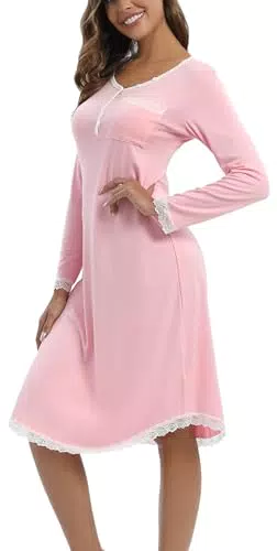 Yukiuiny Maglie Pigiama da Donna in Cotone con Pizzo - Abbigliamento da Notte