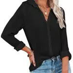 Yuson Girl Camicia Donna Manica Lunga Scollo a V Casual Elegante