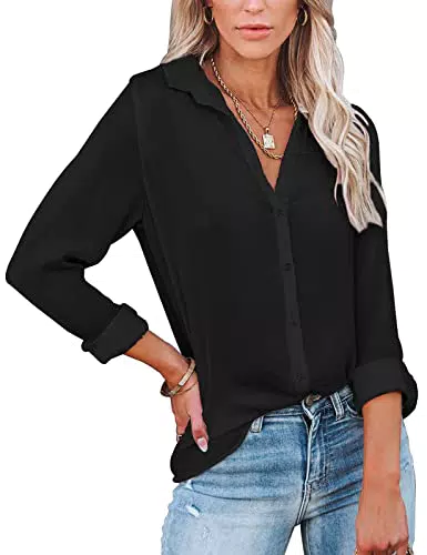 Yuson Girl Camicia Donna Manica Lunga Scollo a V Casual Elegante