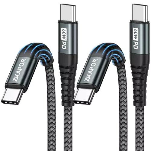 ZKAPOR Cavo USB C 60W Ricarica Rapida Type-C a USB-C per iPhone e Samsung
