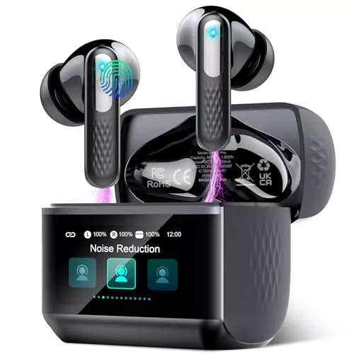 ZYHKON Auricolari Bluetooth 5.4 con Touch Screen, ANC/ENC, Stereo HiFi, IPX7