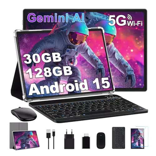 Tablet Android 15 FHD 128GB 8000mAh Octa-Core con Tastiera e Mouse