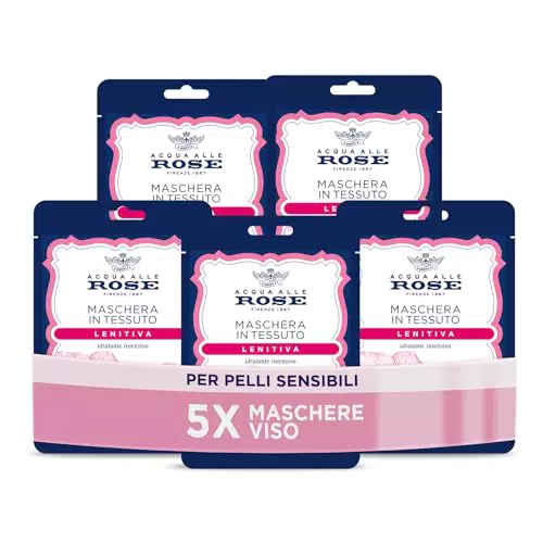 Acqua alle Rose Maschera Viso in Tessuto Lenitiva Idratante con Rosa Chinensis