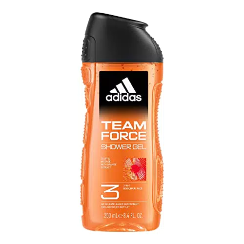 Adidas, Team Force Gel Doccia Bagnoschiuma 3 in 1 per Corpo