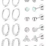 Adramata Orecchini Donna in Acciaio Inossidabile Ipoallergenici Set Cerchi e Bottoni