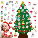 Albero di Natale in feltro per bambini con ornamenti staccabili Velcro, decorazioni natalizie