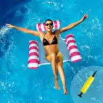 Amaca galleggiante 3 in 1 per piscina e mare, materasso ad aria con rete