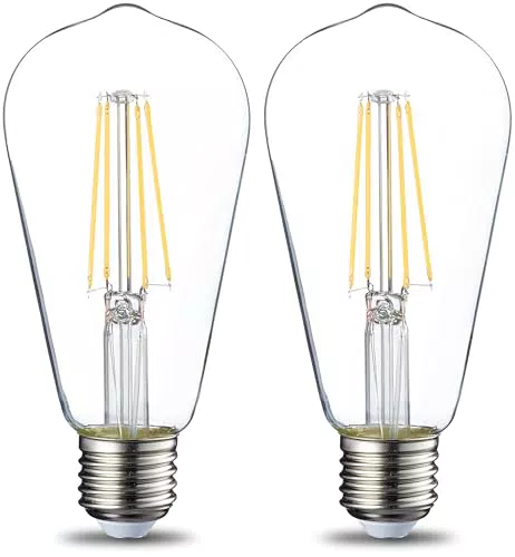 Amazon Basics Lampadina LED Vintage ST64 E27 7W Edison Filamento Chiaro