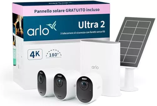 Arlo Ultra 2 Telecamera WiFi Esterno Senza Fili 4K con Pannello Solare