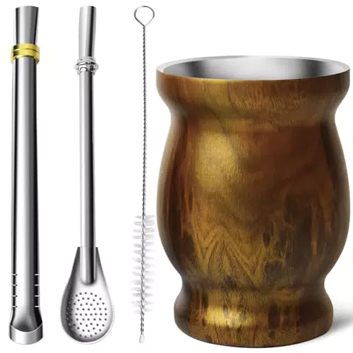 Artcome set tazze in acciaio inox Yerba Mate con bombilla e spazzola pulizia
