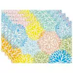 Tovagliette americane in lino con motivo dalia, antiscivolo e resistenti al calore