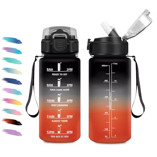 Borraccia per Bambini Motivazionale con Cannuccia Antigoccia per Scuola e Sport