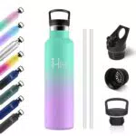 Borraccia termica in acciaio inox con cannuccia, doppia parete, senza BPA