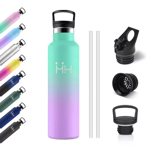 Borraccia termica in acciaio inox con cannuccia, doppia parete, senza BPA