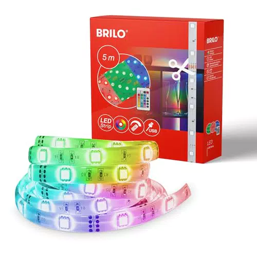 Briloner Striscia LED RGB con Telecomando, Illuminazione LED Flessibile Multicolore