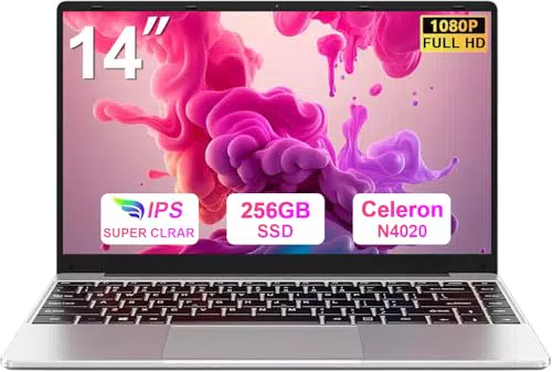 Bvate PC Portatile 14" Notebook Windows 11, Celeron N4020, 256GB SSD, WiFi, HDMI