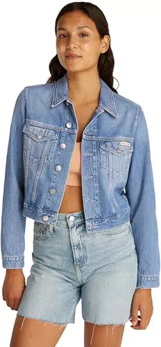 Calvin Klein giacca jeans donna cropped stile 90s con taschini frontali