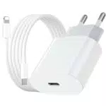 Caricatore USB-C 20W con cavo per iPhone 14, 13, 12, 11, X, 8, 7