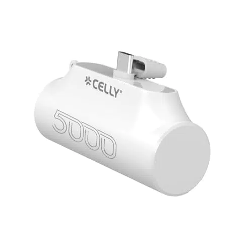Celly Powerbank USB-C Integrato 5000mAh Ricarica Rapida per Smartphone