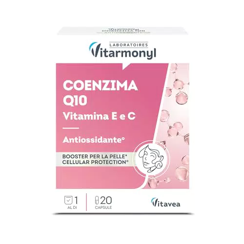 Vitarmonyl Coenzima Q10 con Vitamina E e C, Integratore Antiossidante Pelle