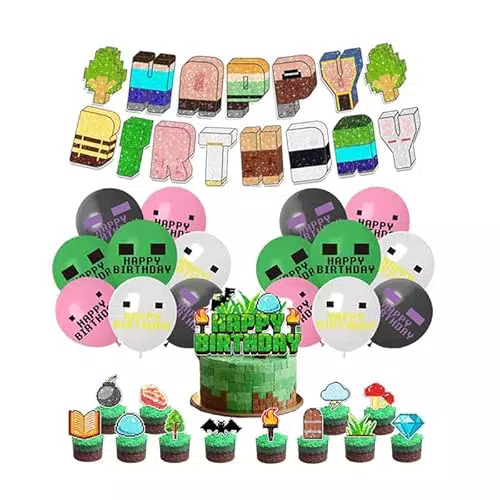 Decorazioni compleanno Miner: palloncini pixel per feste e party a tema