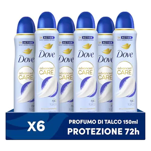 Dove Advanced Care Talco Deodorante Spray Idratante Senza Alcol, Uomo e Donna