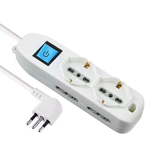 Electraline 62001 multipresa con 2 schuko e 4 prese bivalenti, cavo HO5 VV-F