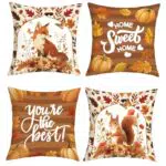 Joymaison Federe per Cuscini Divano Motivo Autunnale Animali Foglie Copricuscini