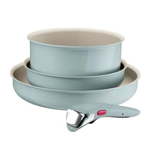 Lagostina Ingenio Pastel, Set di Padelle Antiaderenti 4 Pezzi con Manico Rimovibile