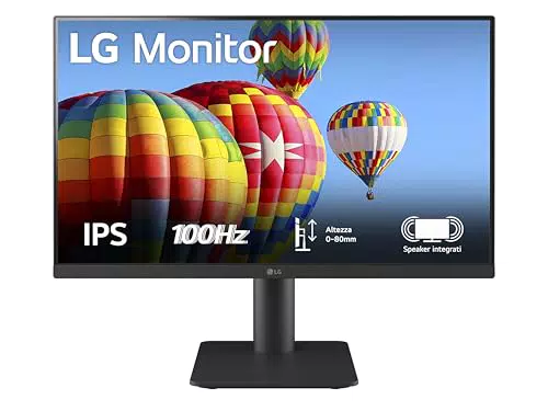 LG 24MS550 Monitor 24" Full HD IPS, Altezza Regolabile, Speaker Stereo, 100Hz