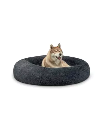 lionto Letto Donut Rotondo per Cani e Gatti, Cuscino Morbido Antistress