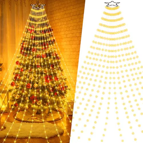 Luci LED a Cascata per Albero di Natale Interno ed Esterno IP44 8 Modalità