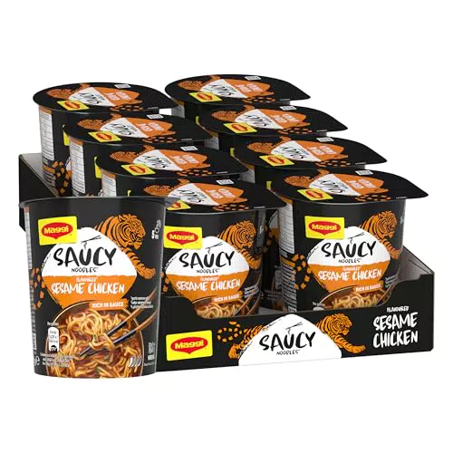 MAGGI Saucy Noodles Pollo e Sesamo, 8 Cup da 75g