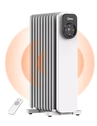 Midea NY2009-24UR Radiatore a Olio 2000W con Timer, Telecomando e LED Touch