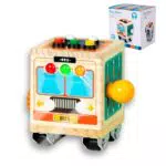 Busy Board Montessori in legno: gioco educativo sensoriale con LED e volante