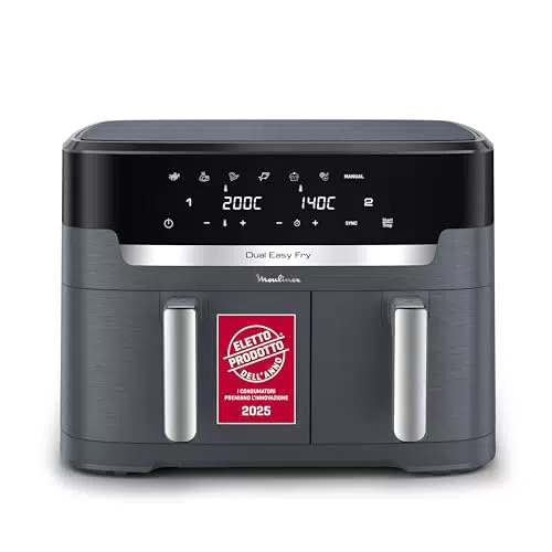 Moulinex Dual Easy Fry XXL EZ9428 friggitrice ad aria con doppio cestello antiaderente