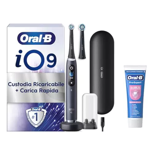 Oral-B iO 9N Spazzolino Elettrico Ricaricabile con Custodia e Dentifricio