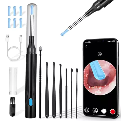 Otoscopio con Telecamera 8MP per Pulizia Orecchie, HD, Compatibile iOS e Android