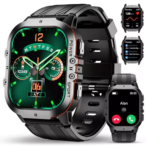 OUKITEL Smartwatch Uomo 1.96" HD, Orologio Militare con Chiamate e 120 Sport