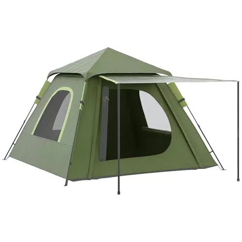 Outsunny tenda da campeggio con veranda e finestre, ideale per trekking e outdoor
