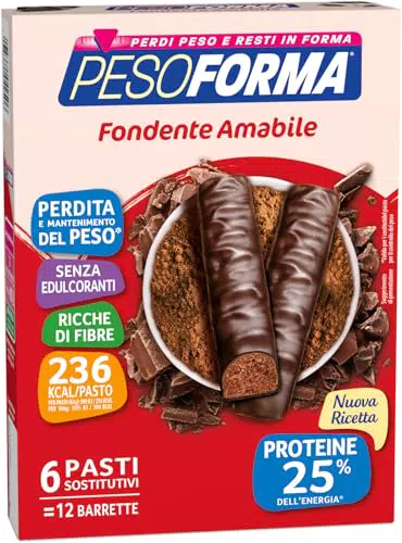 Pesoforma 12 Barrette Fondente Amabile, Pasto sostitutivo proteico