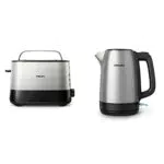 Philips Tostapane con Scongelamento e Scalda Brioche + Bollitore Elettrico Inox