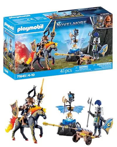 PLAYMOBIL Novelmore Battaglia per l’Armatura, set gioco con cavalieri e cavallo