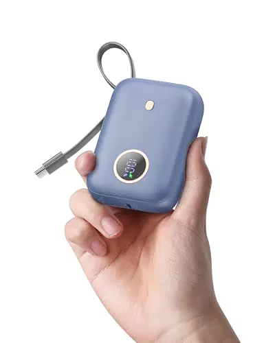 Power Bank 22.5W con Ricarica Rapida, Display LED e Cavo USB-C Integrato